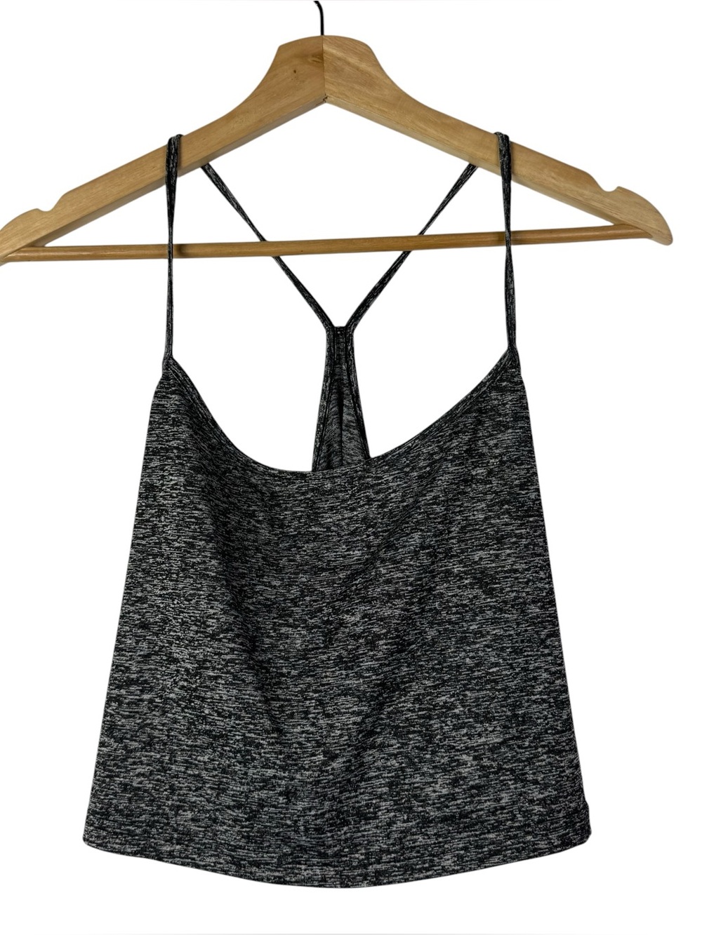 Shein Curve Heather Black Y Racerback Crop Tank Top 2XL